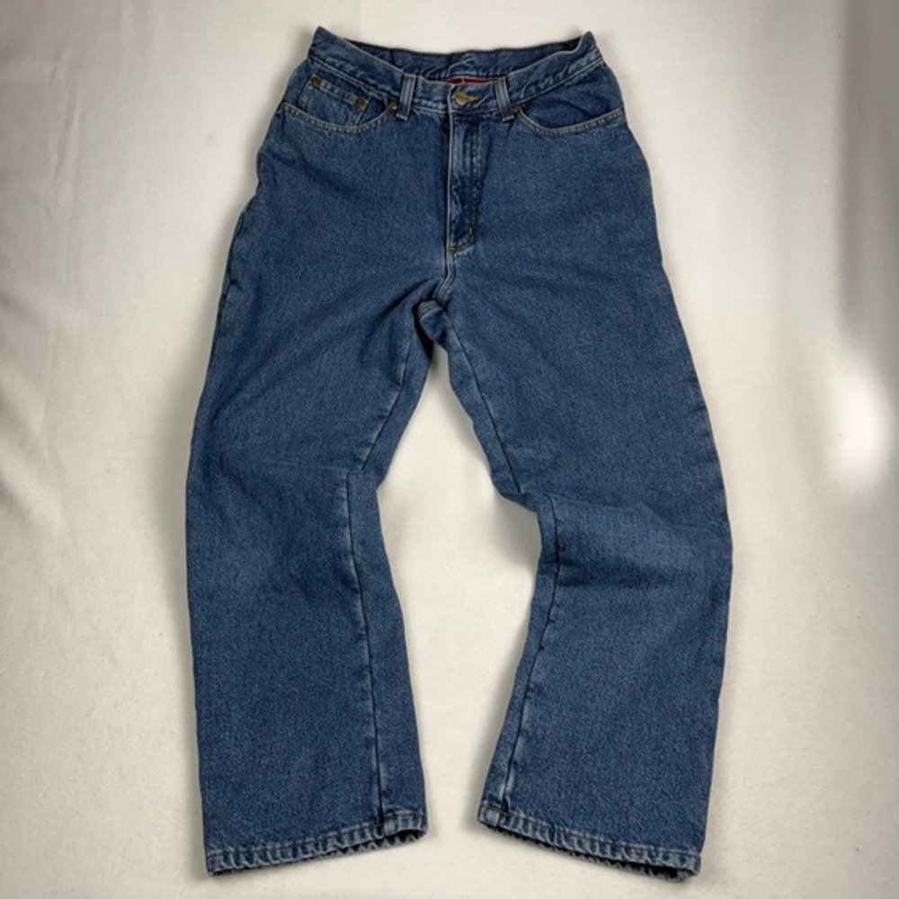 LL Bean Double‎ L Relaxed Fit Fleece Lined Jeans Womens 12R Blue Medium Wash